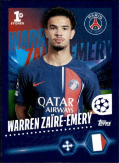 Warren Zaire-Emery Paris Saint-Germain samolepka Topps UEFA Champions League 2023/24 #362