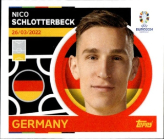 Nico Schlotterbeck Germany samolepka Topps EURO 2024 #GER5