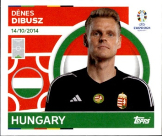 Denes Dibusz Hungary samolepka Topps EURO 2024 #HUN4