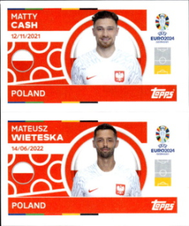 Matty Cash / Mateusz Wieteska Poland samolepka Topps EURO 2024 #POL4-5