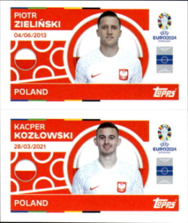 Piotr Zielinski / Kacper Kozlowski Poland samolepka Topps EURO 2024 #POL10-11