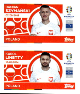 Damian Szymanski / Karol Linetty Poland samolepka Topps EURO 2024 #POL12-13