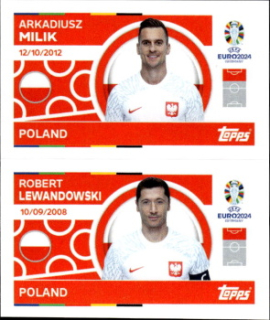 Arkadiusz Milik / Robert Lewandowski Poland samolepka Topps EURO 2024 #POL14-15