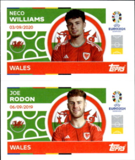 Neco Williams / Joe Rodon Wales samolepka Topps EURO 2024 #WAL4-5