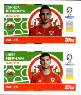 Connor Roberts / Chris Mepham Wales samolepka Topps EURO 2024 #WAL6-7