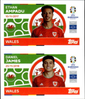 Ethan Ampadu / Daniel James Wales samolepka Topps EURO 2024 #WAL12-13