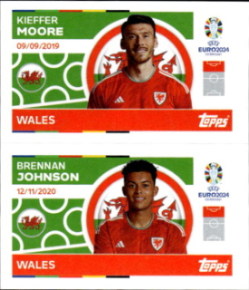 Kieffer Moore / Brennan Johnson Wales samolepka Topps EURO 2024 #WAL14-15