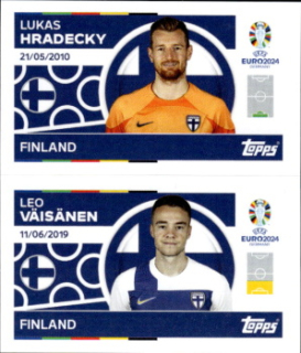 Lukas Hradecky / Leo Vaisanen Finland samolepka Topps EURO 2024 #FIN2-3