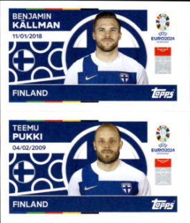 Benjamin Kallman / Teemu Pukki Finland samolepka Topps EURO 2024 #FIN14-15