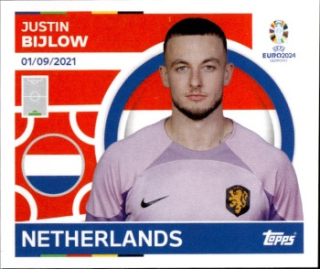 Justin Bijlow Netherlands samolepka Topps EURO 2024 #NED4