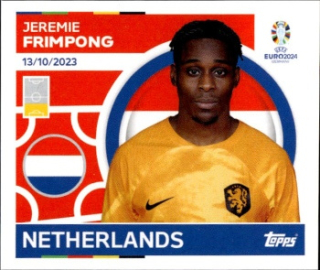 Jeremie Frimpong Netherlands samolepka Topps EURO 2024 #NED5