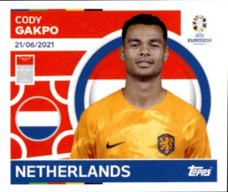 Cody Gakpo Netherlands samolepka Topps EURO 2024 #NED18