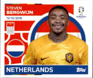 Steven Bergwijn Netherlands samolepka Topps EURO 2024 #NED20