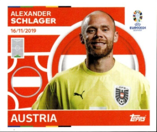 Alexander Schlager Austria samolepka Topps EURO 2024 #AUT4