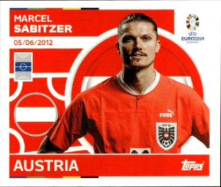 Marcel Sabitzer Austria samolepka Topps EURO 2024 #AUT10