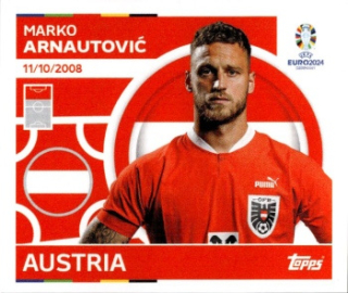 Marko Arnautovic Austria samolepka Topps EURO 2024 #AUT18