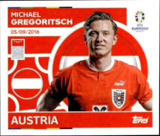 Michael Gregoritsch Austria samolepka Topps EURO 2024 #AUT21