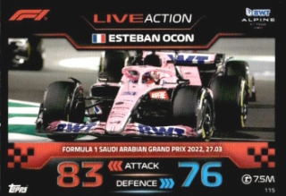 Esteban Ocon Alpine Topps F1 Turbo Attax 2023 F1 Live Action 2022 #115