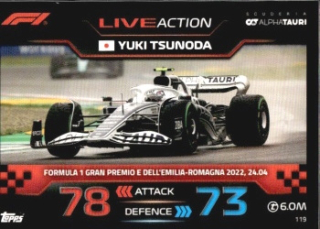 Yuki Tsunoda Scuderia Alpha Tauri Topps F1 Turbo Attax 2023 F1 Live Action 2022 #119
