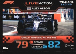 Alex Albon Williams Topps F1 Turbo Attax 2023 F1 Live Action 2022 #121