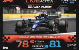 Alex Albon Williams Topps F1 Turbo Attax 2023 F1 Live Action 2022 #130