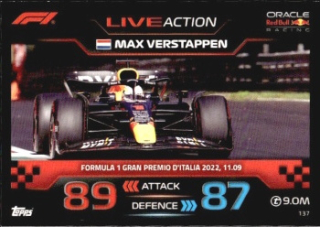 Max Verstappen Red Bull Topps F1 Turbo Attax 2023 F1 Live Action 2022 #137