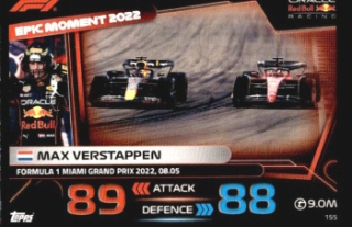 Max Verstappen Red Bull Topps F1 Turbo Attax 2023 F1 Epic Moments #155