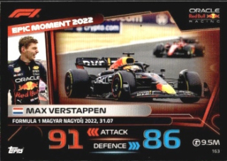 Max Verstappen Red Bull Topps F1 Turbo Attax 2023 F1 Epic Moments #163