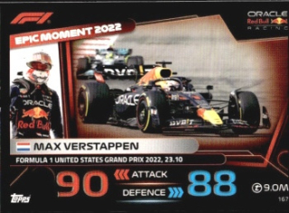 Max Verstappen Red Bull Topps F1 Turbo Attax 2023 F1 Epic Moments #167
