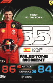 Carlos Sainz Ferrari Topps F1 Turbo Attax 2023 F1 Milestone Moments 2022 #175