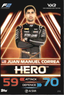 Juan Manuel Correa Van Amersfoort Racing Topps F1 Turbo Attax 2023 F2 Heroes 2023 #212