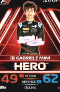 Gabriele Mini Hitech Pulse-Eight Topps F1 Turbo Attax 2023 F3 Heroes 2023 #250