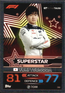 Yuki Tsunoda Scuderia Alpha Tauri Topps F1 Turbo Attax 2023 F1 Superstars #288