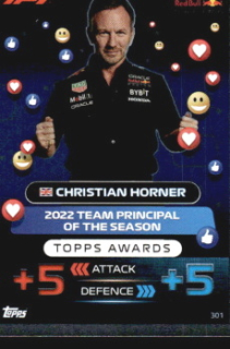 Christian Horner Red Bull Topps F1 Turbo Attax 2023 Topps Awards #301
