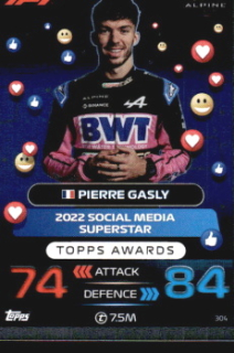 Pierre Gasly Alpine Topps F1 Turbo Attax 2023 Topps Awards #304