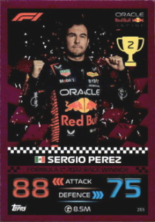 Sergio Perez Red Bull Topps F1 Turbo Attax 2023 F1 2022 Race Winners - Purple Parallel #269