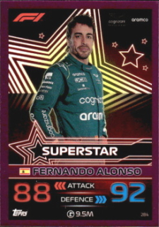 Fernando Alonso Aston Martin Topps F1 Turbo Attax 2023 F1 Superstars - Purple Parallel #284