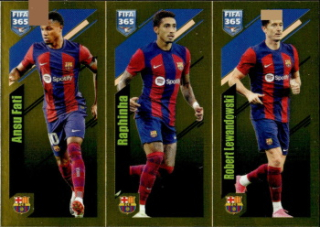 Ansu Fati / Raphinha / Robert Lewandowski FC Barcelona samolepka Panini FIFA 365 2024 #161