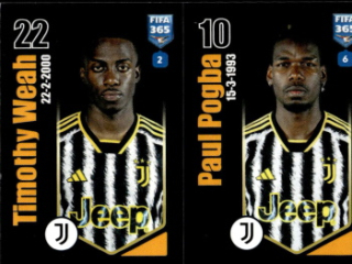 Timothy Weah / Paul Pogba Juventus FC samolepka Panini FIFA 365 2024 #319