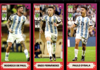 Rodrigo De Paul / Enzo Fernandez / Paulo Dybala Argentina samolepka Panini FIFA 365 2024 FIFA World Cup Qatar 2022 #419