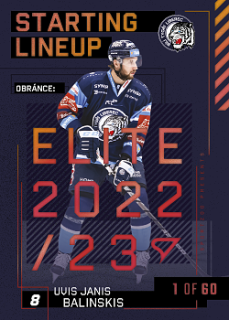 Uvis Janis Balinskis Liberec Tipsport ELH 2023/24 SportZoo 2. serie 	Starting LINEUP 2nd PERIOD /60 #SL-86