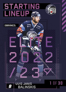 Uvis Janis Balinskis Liberec Tipsport ELH 2023/24 SportZoo 2. serie 	Starting LINEUP 3rd PERIOD /30 #SL-86