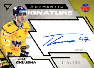 Tomas Chlubna Ceske Budejovice Tipsport ELH 2023/24 SportZoo 1. serie Authentic Signature Level 1 /130 #SL1-CH