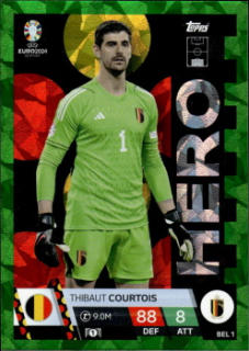 Thibaut Courtois Belgium Topps Match Attax EURO 2024 Hero Green Emerald #BEL1