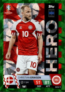Christian Eriksen Denmark Topps Match Attax EURO 2024 Hero Green Emerald #DEN11