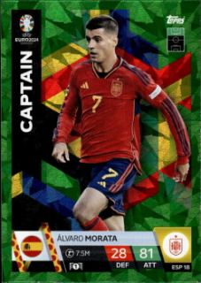 Alvaro Morata Spain Topps Match Attax EURO 2024 Captain Green Emerald #ESP18