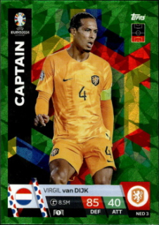Virgil van Dijk Netherlands Topps Match Attax EURO 2024 Captain Green Emerald #NED3