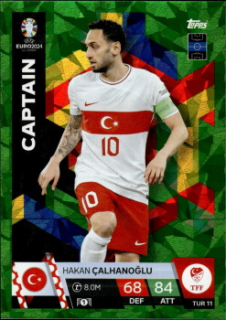 Hakan Calhanoglu Turkey Topps Match Attax EURO 2024 Captain Green Emerald #TUR11