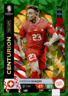 Xherdan Shaqiri Switzerland Topps Match Attax EURO 2024 Centurion Green Emerald #CC11