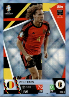 Wout Faes Belgium Topps Match Attax EURO 2024 Blue Crystal #BEL5
